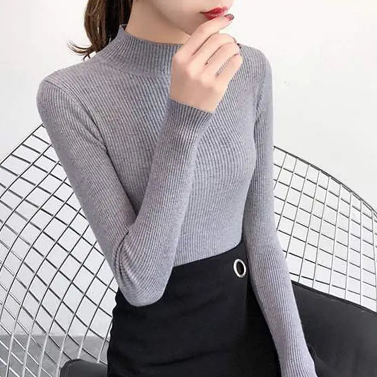 Mock Neck Knitted Sweater
