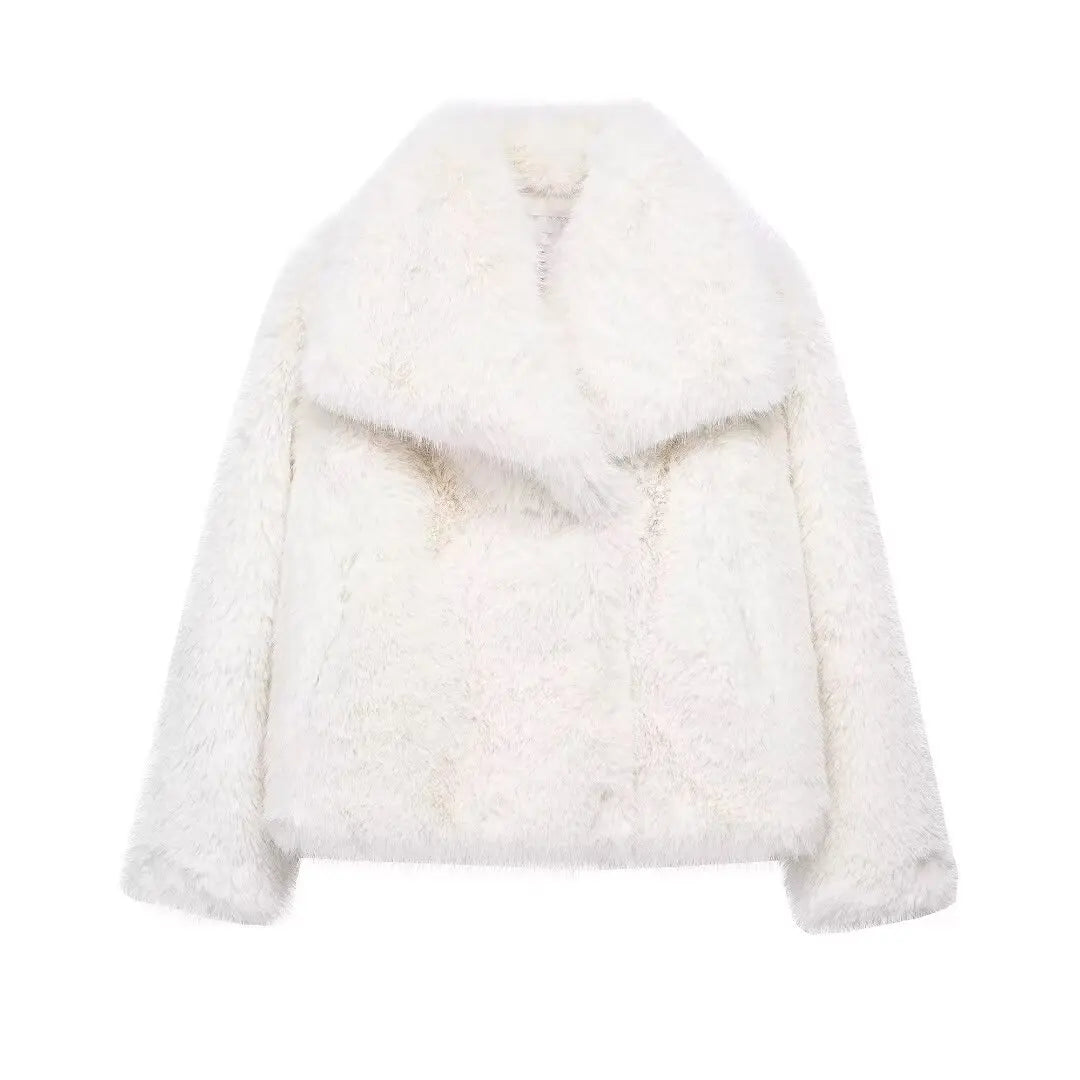 Cropped Faux Fur Jacket Long Sleeve