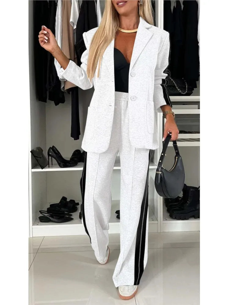 NEW Long Sleeves Suit, Stitching Pants 2 Piece Set