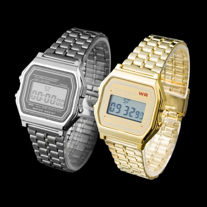 Steel Strap Watch, Multifunction LED Digital