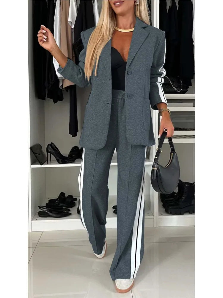 NEW Long Sleeves Suit, Stitching Pants 2 Piece Set