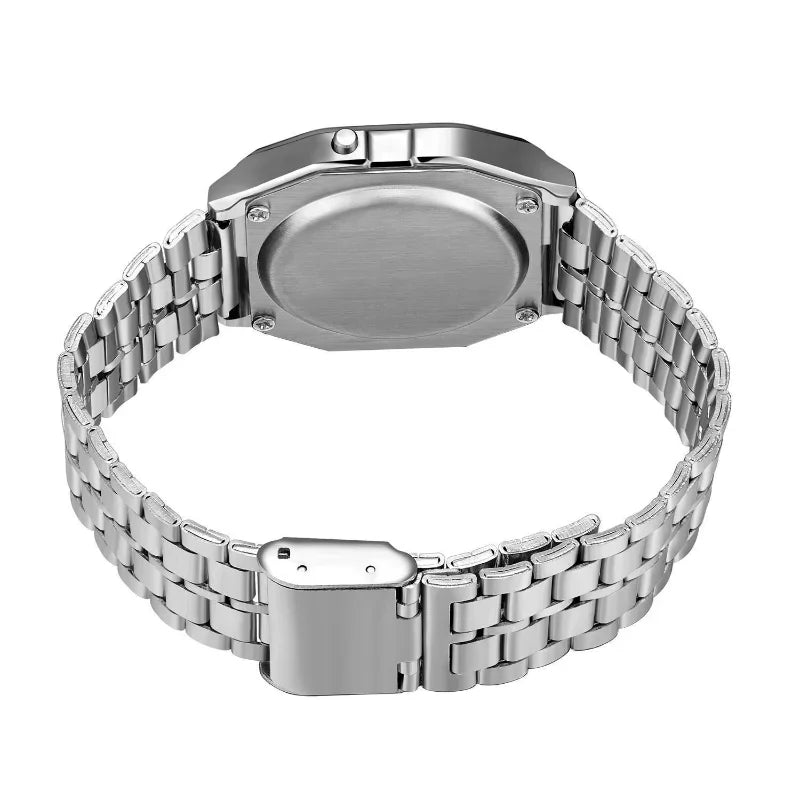 Steel Strap Watch, Multifunction LED Digital