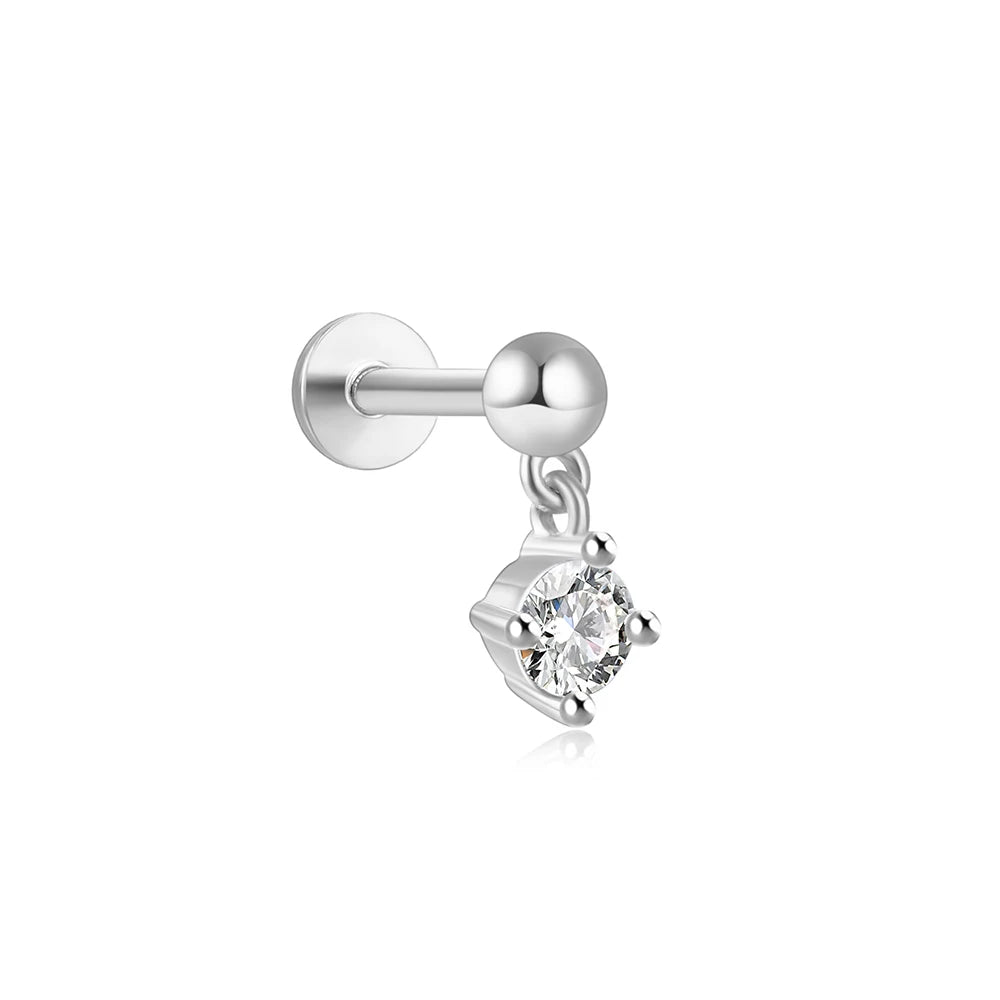 Silver Cartilage Stud Earrings