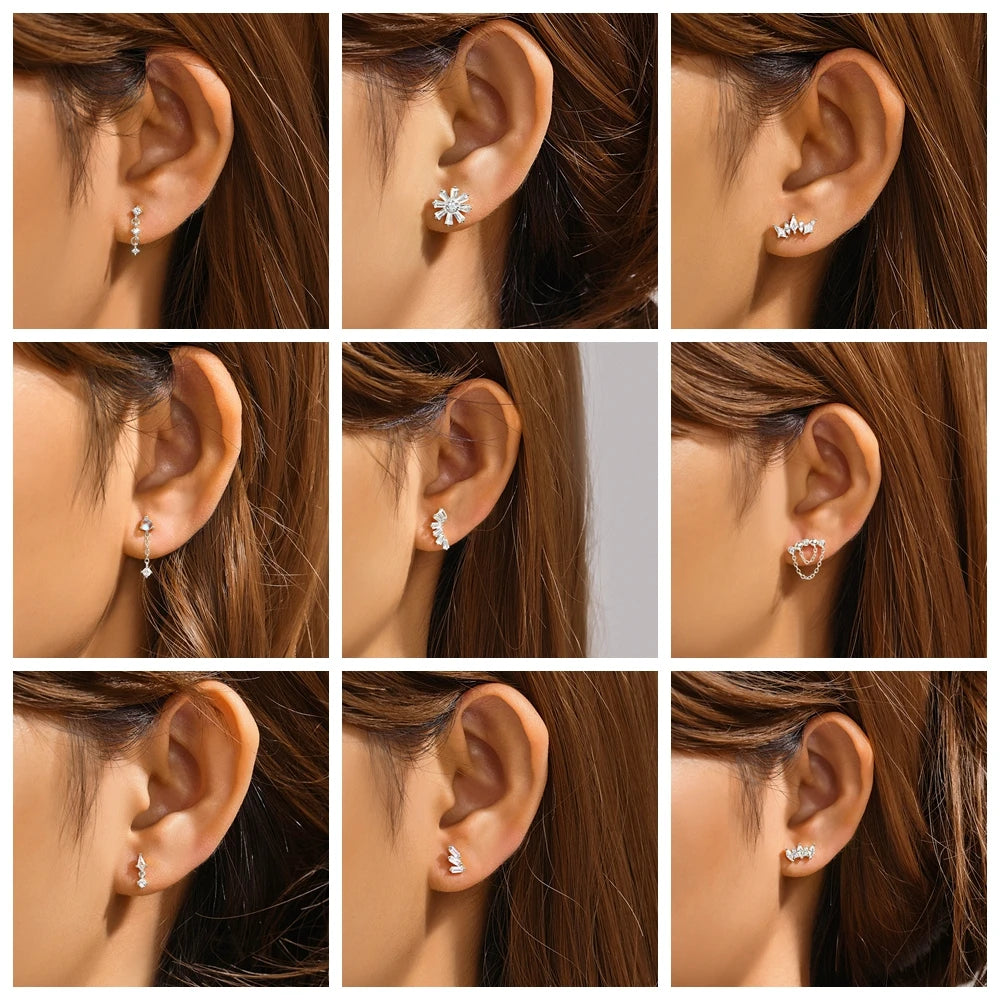 Silver Cartilage Stud Earrings