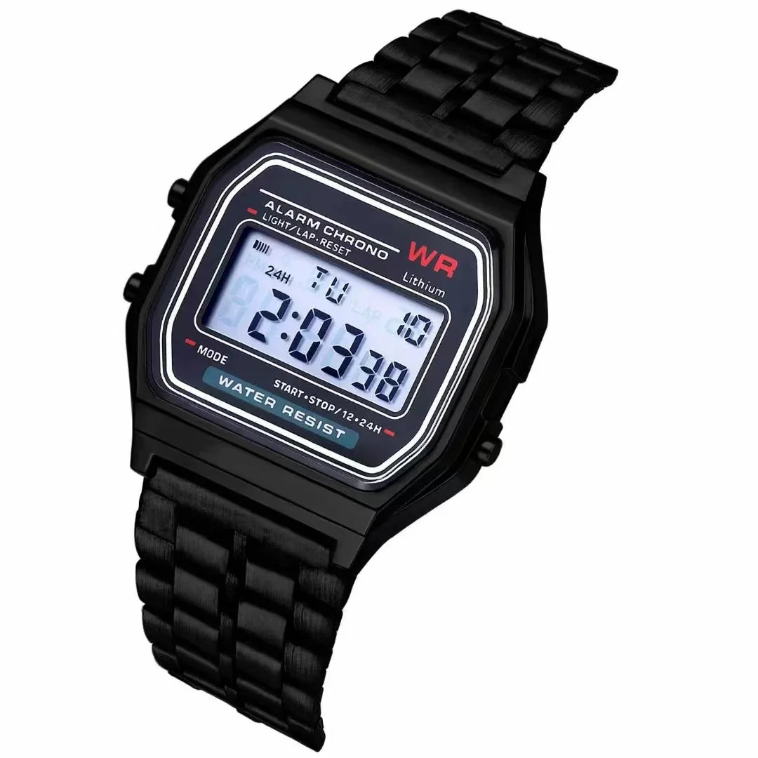 Steel Strap Watch, Multifunction LED Digital