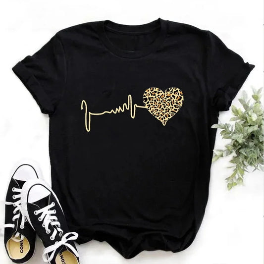 90's Leopard Heartbeat T-Shirt