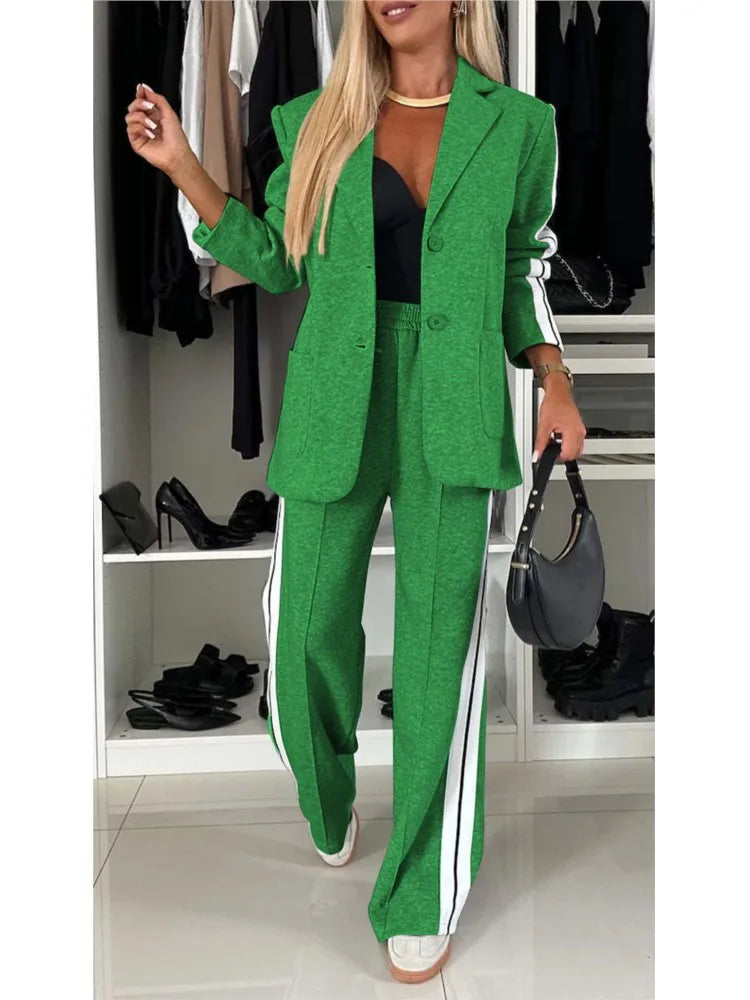 NEW Long Sleeves Suit, Stitching Pants 2 Piece Set