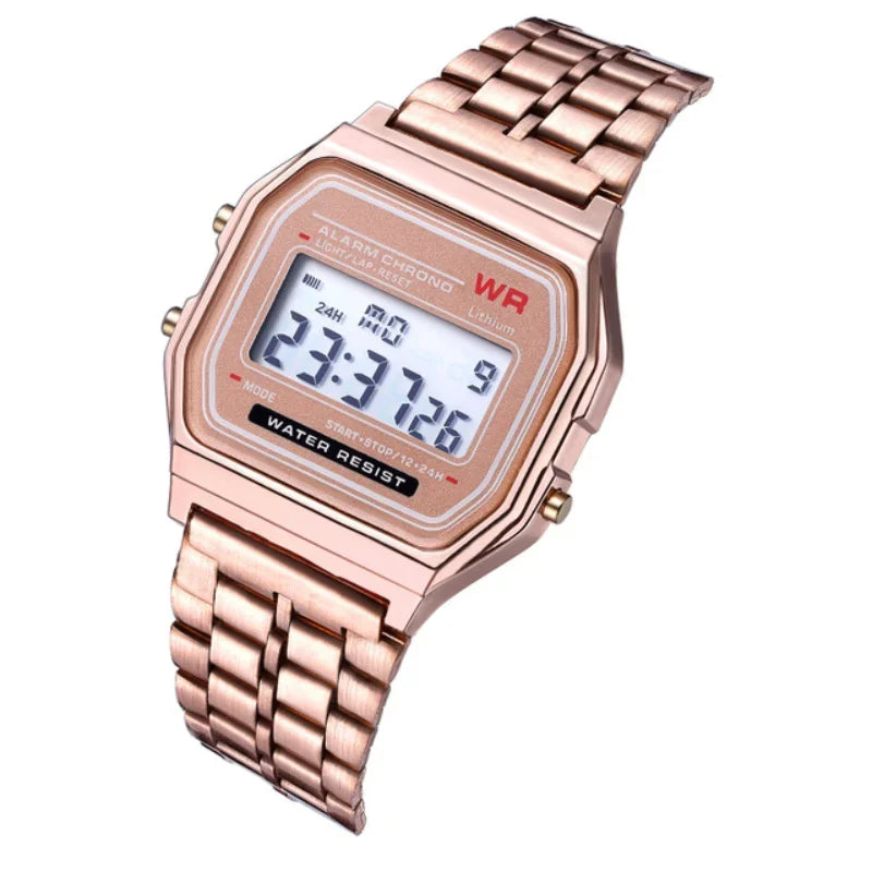 Steel Strap Watch, Multifunction LED Digital