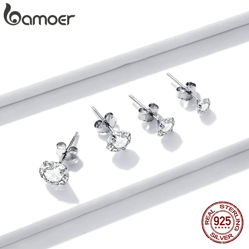 Stud Earrings 925 Sterling Silver, 4mm 5mm 6mm 7mm