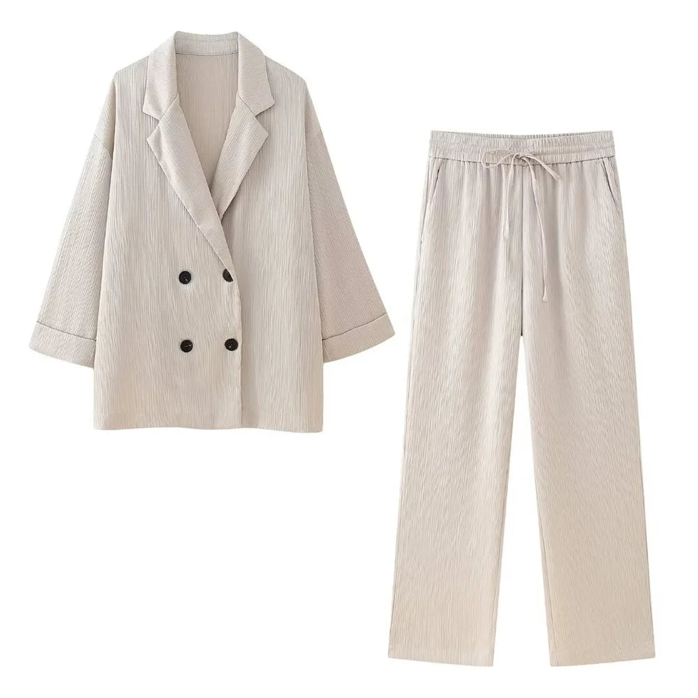 Wrinkle Effect Suit, Jacket Pants Set