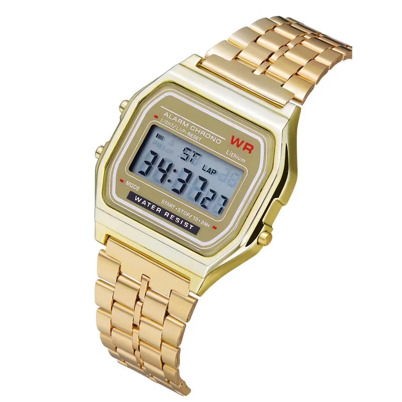 Steel Strap Watch, Multifunction LED Digital