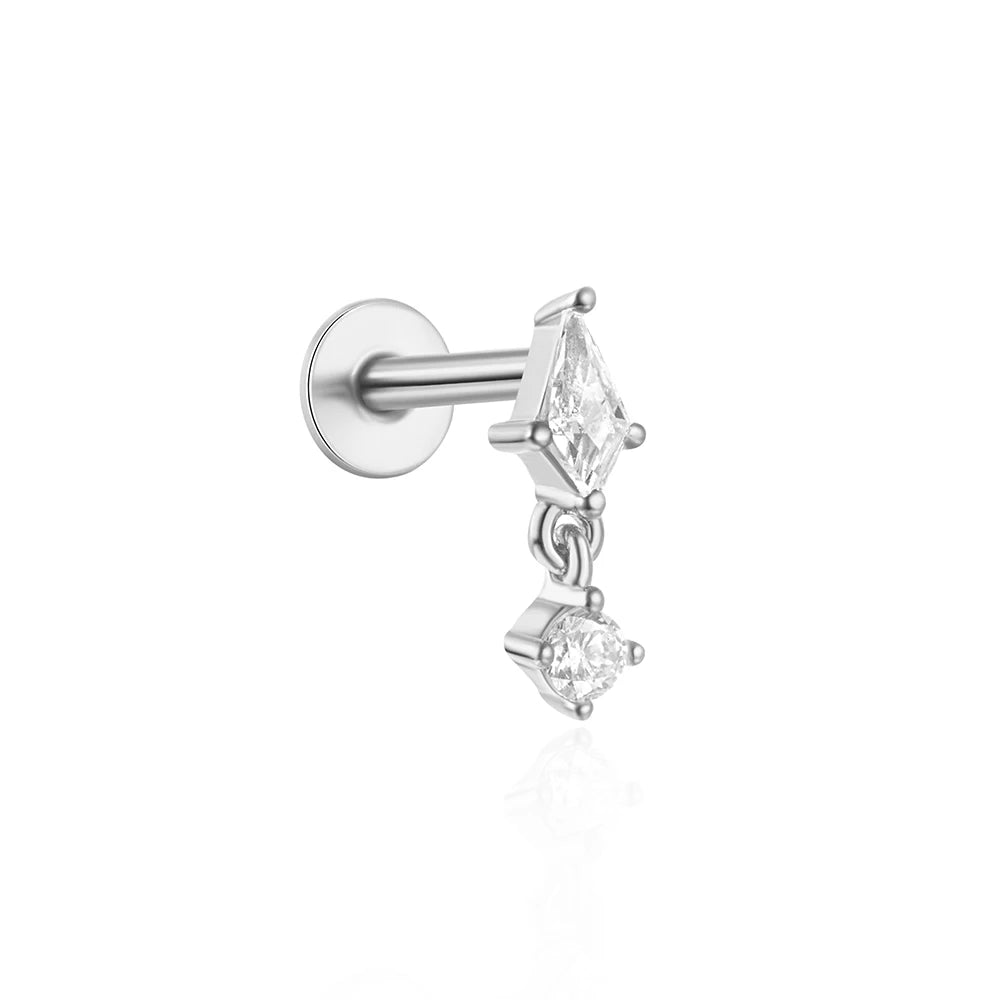 Silver Cartilage Stud Earrings