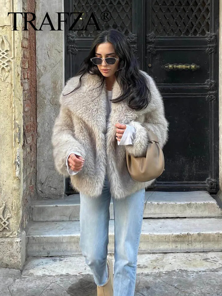 Cropped Faux Fur Jacket Long Sleeve