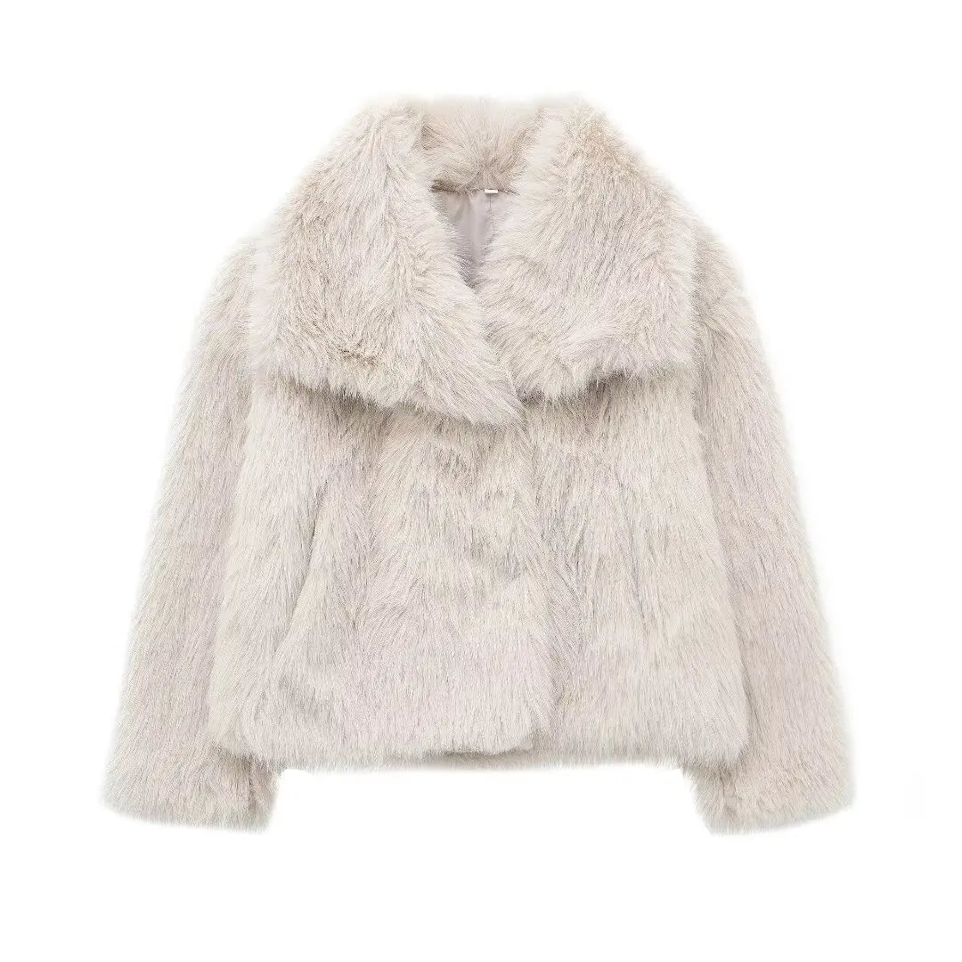 Cropped Faux Fur Jacket Long Sleeve